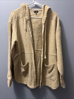 Buckle Beige/Cream Hooded Zip Knit Cardigan